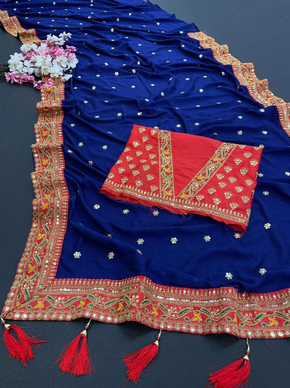 Vichitra Silk Rdd 145 Sarees  Fancy Embroidery Sarees