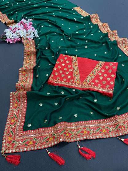 Vichitra Silk Rdd 145 Sarees  Fancy Embroidery Sarees