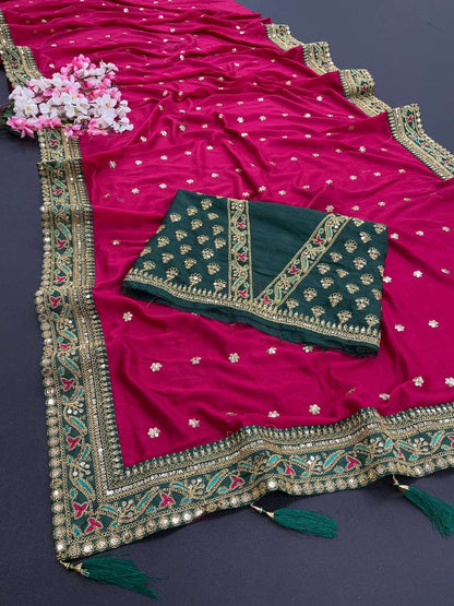 Vichitra Silk Rdd 145 Sarees  Fancy Embroidery Sarees