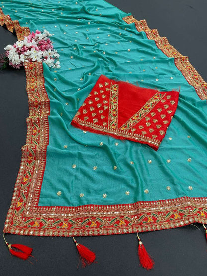 Vichitra Silk Rdd 145 Sarees  Fancy Embroidery Sarees