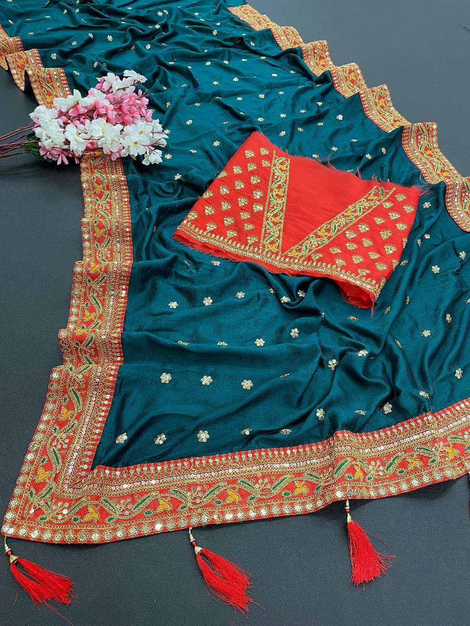 Vichitra Silk Rdd 145 Sarees  Fancy Embroidery Sarees