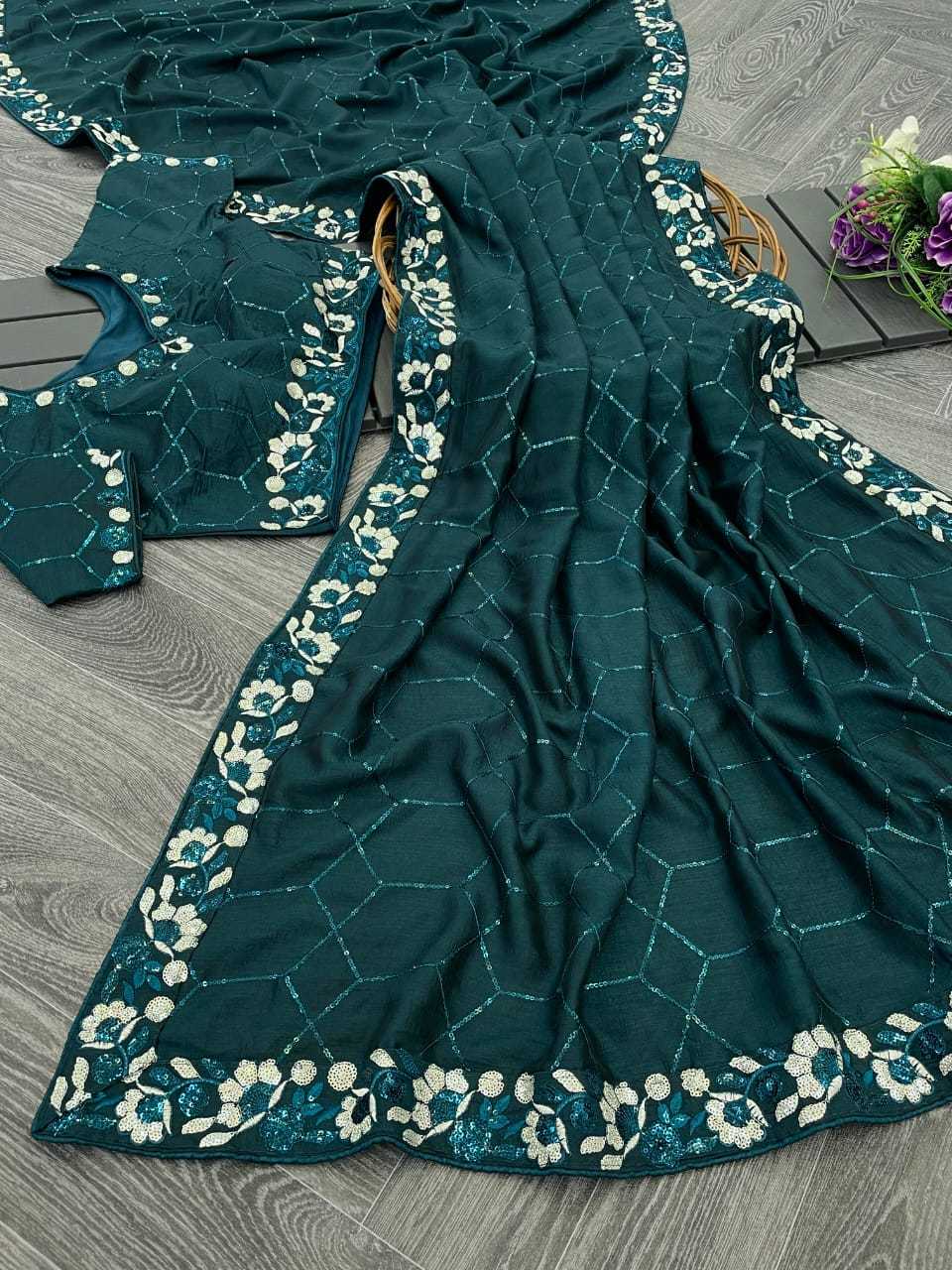 Vichitra Silk Rin128 Rjk72 Sarees  Party Wear Fancy Sequence Embroidered Zari Border Sarees