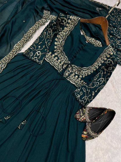 Vichitra Silk Rin141 1878 Gowns  Embroidery Anarkali Party Long Work Gowns