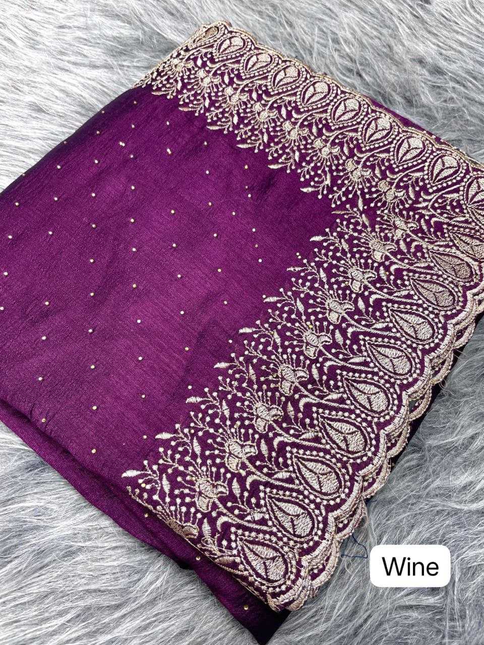 Vichitra Silk Rin143 420 Sarees  Zari Border Silk Embroidered Sarees