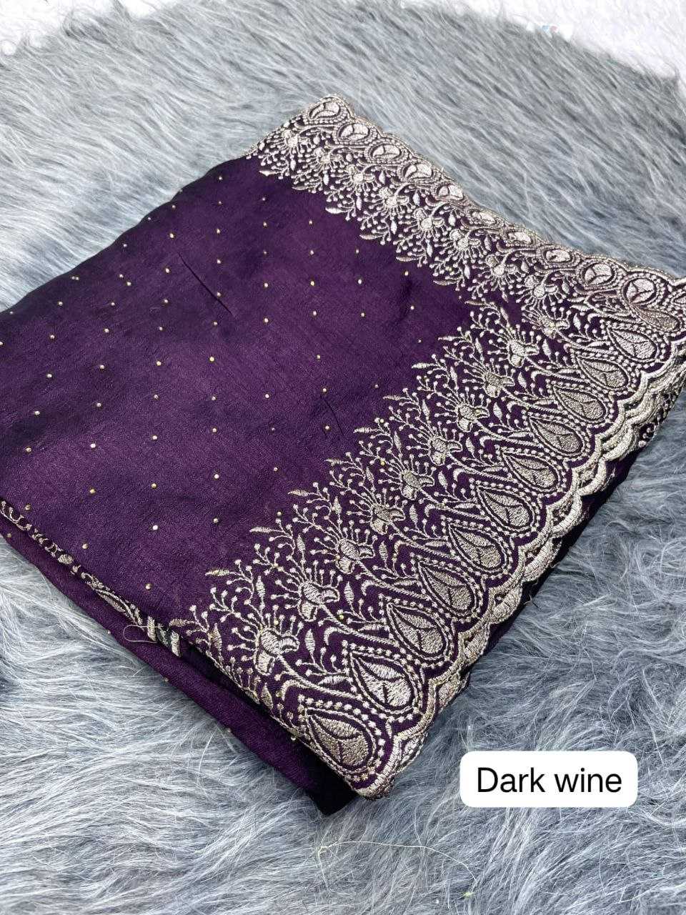 Vichitra Silk Rin143 420 Sarees  Zari Border Silk Embroidered Sarees