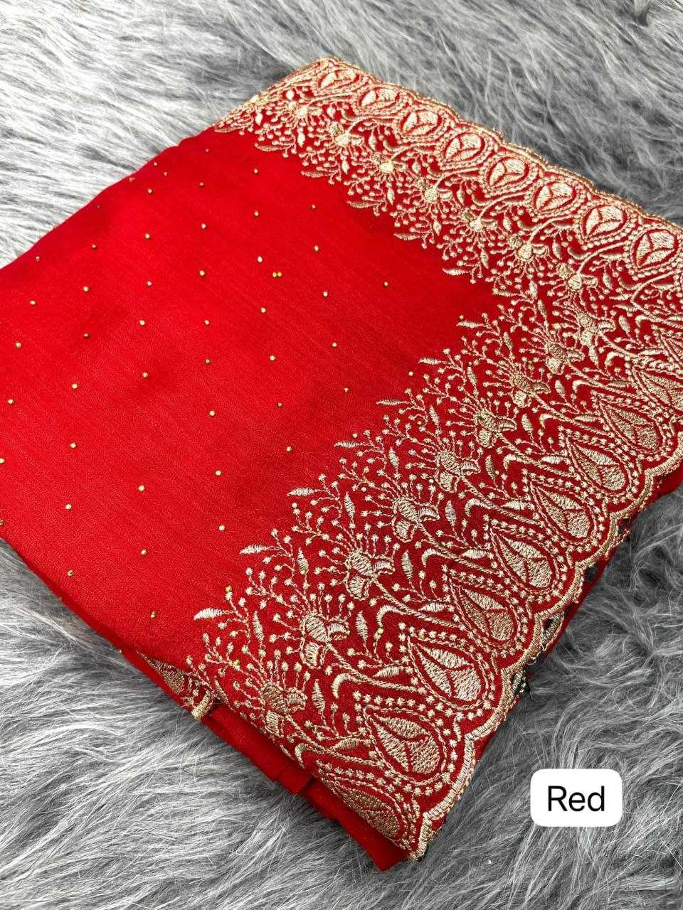 Vichitra Silk Rin143 420 Sarees  Zari Border Silk Embroidered Sarees