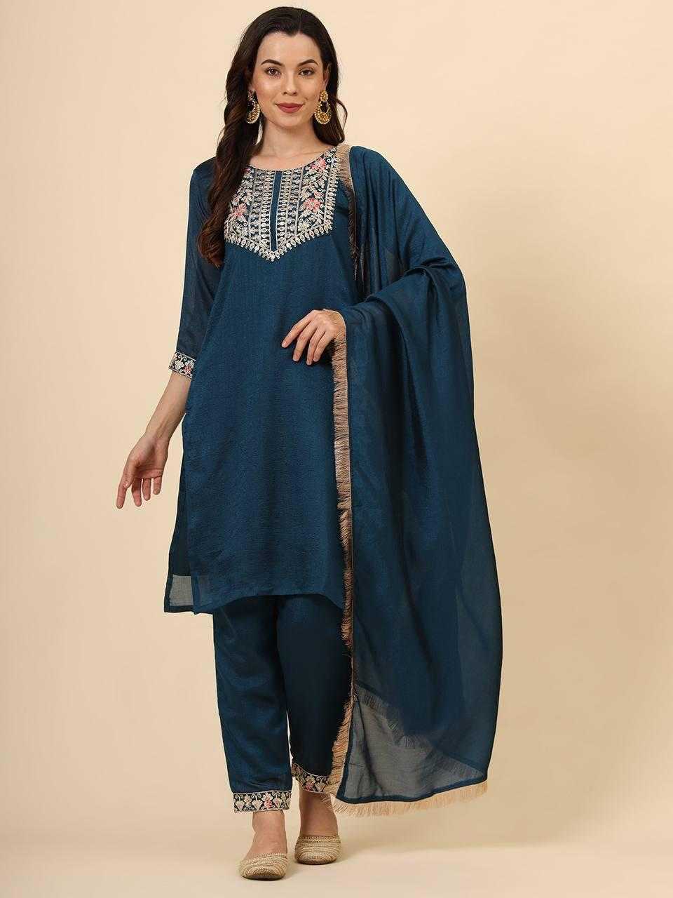 Vichitra Silk Rin188 Coco Suits & Dresses  Ladies Embroidery Ladies Silk Suits