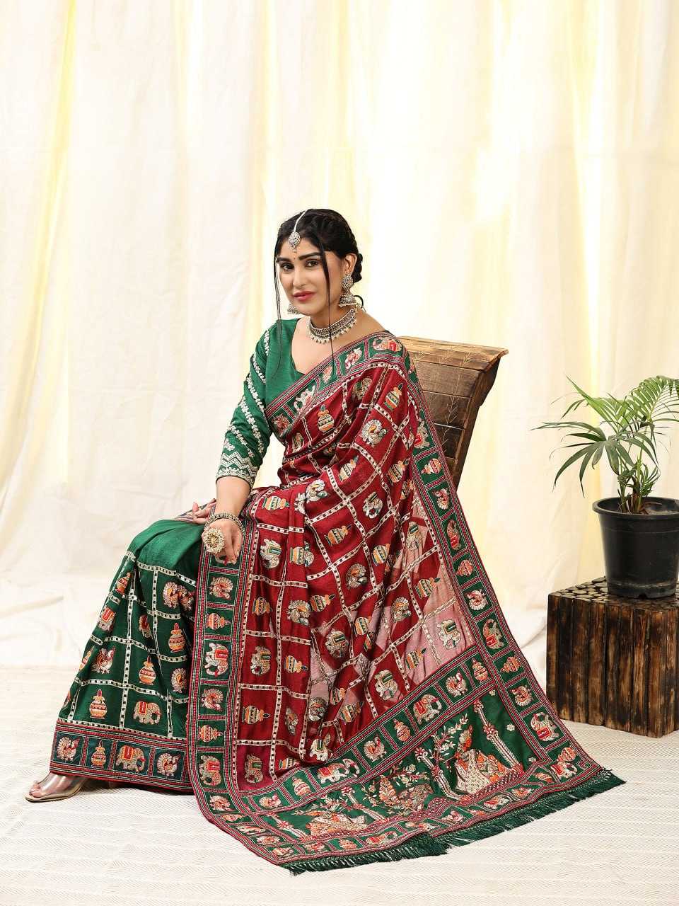 Vichitra Silk Rsc 137 Sarees  Gharchola Work Embroidery Sarees E