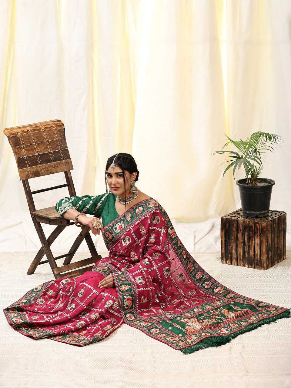 Vichitra Silk Rsc 138 Sarees  Gharchola Work Embroidery Sarees E