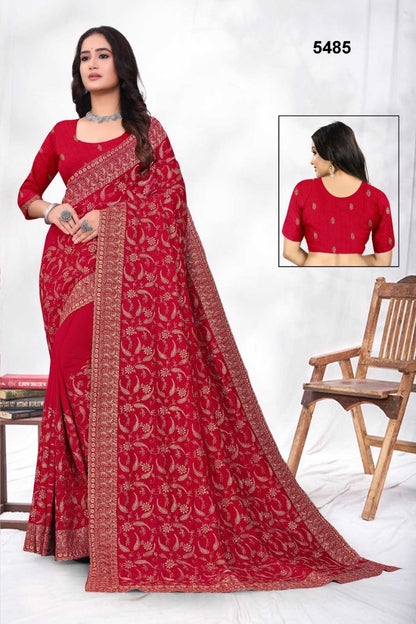 Vichitra Silk Rsrm 5485 Sarees  Work Embroidered Swarovski Sarees