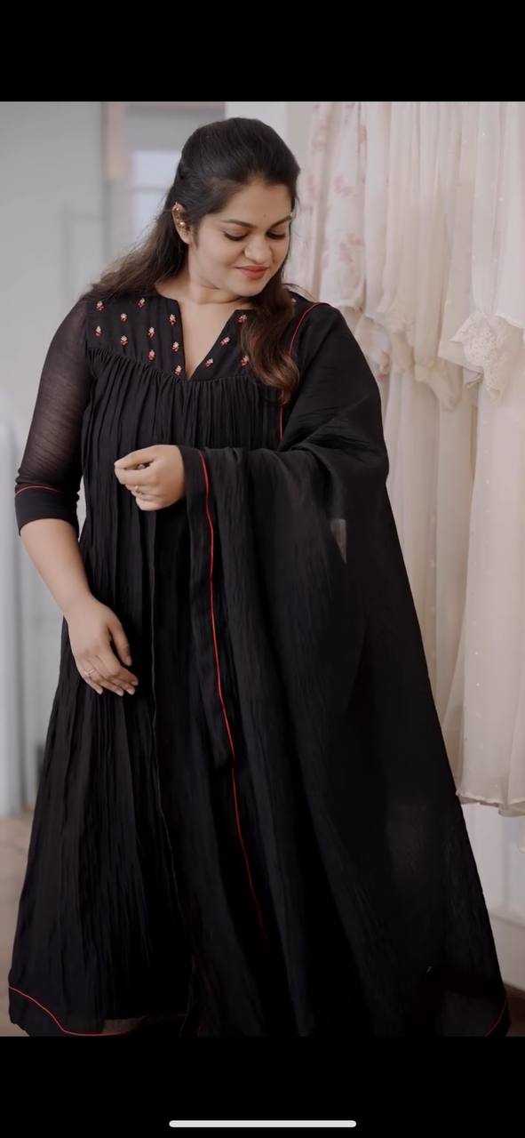 Viscos Chanderi Kesh240 400 Gowns  Long Anarkali Black Gowns