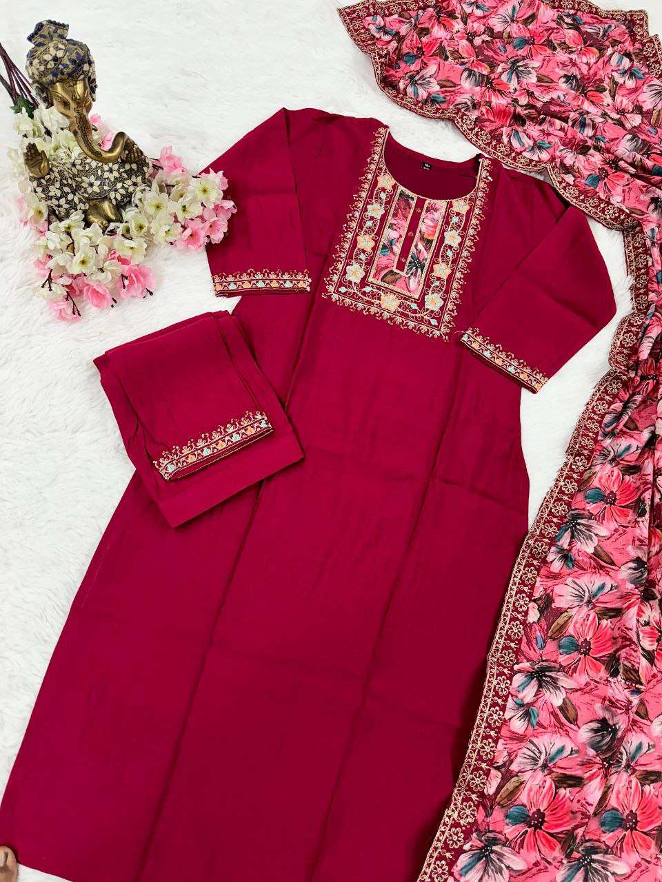 Viscose Chanderi Jnc 254 Suits & Dresses  Ladies Salwar Chanderi Suits