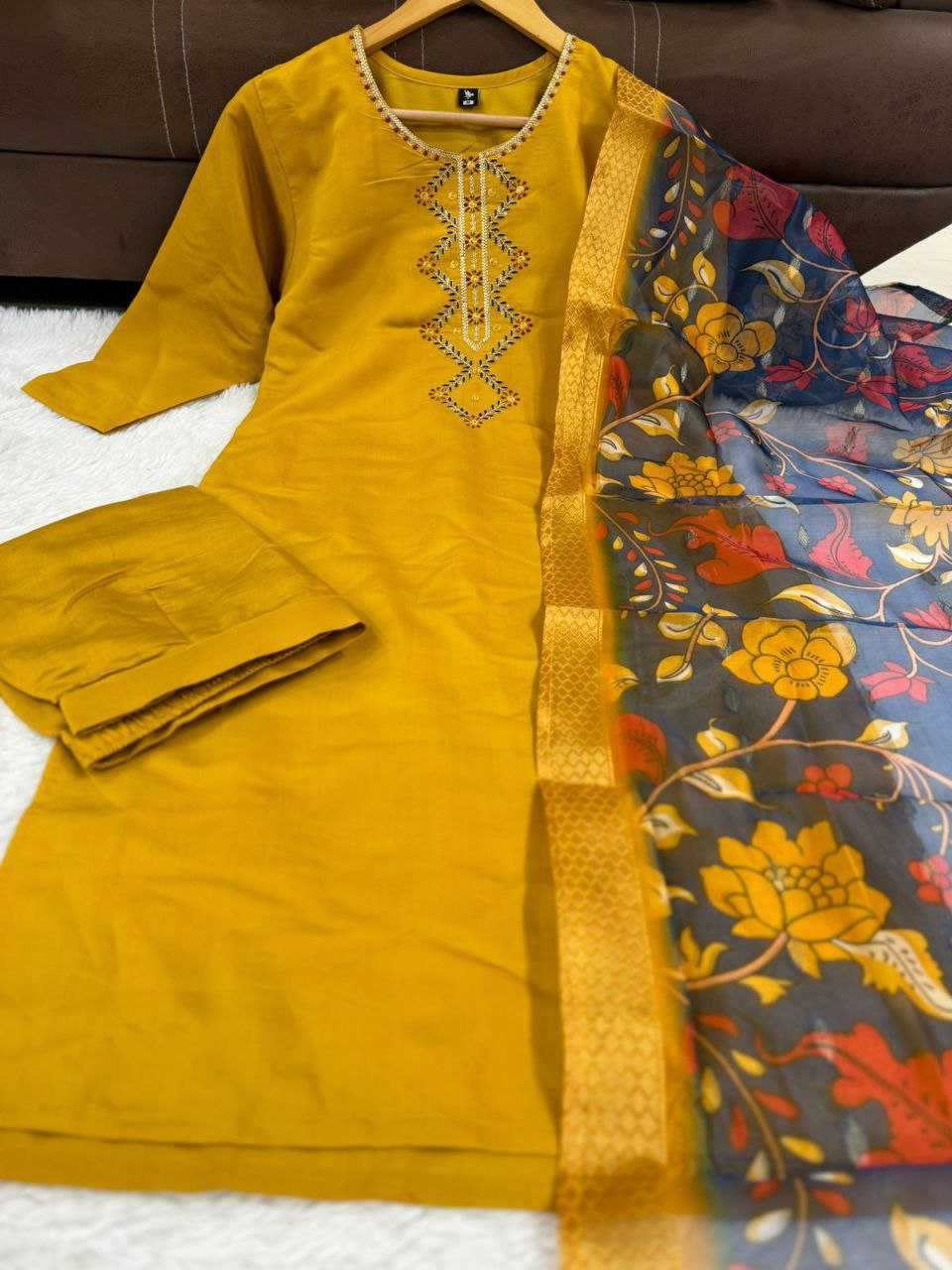 Viscose Chanderi Kesh214 273 Suits & Dresses  Chanderi Long Kurti Yellow Salwar Suits