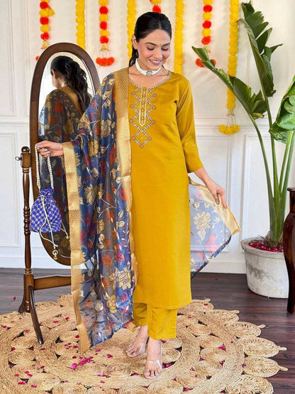 Viscose Chanderi Kesh214 273 Suits & Dresses  Chanderi Long Kurti Yellow Salwar Suits