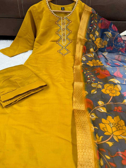 Viscose Chanderi Kesh214 273 Suits & Dresses  Chanderi Long Kurti Yellow Salwar Suits