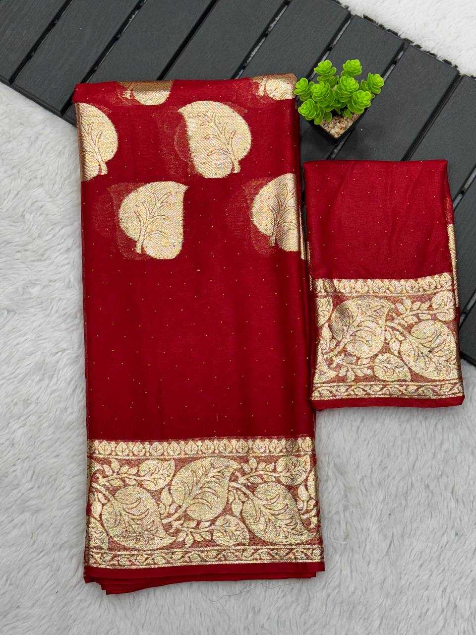 Viscose Kesh163 35 Sarees  Zari Border Viscose Red Teej Karwa Chauth Sarees