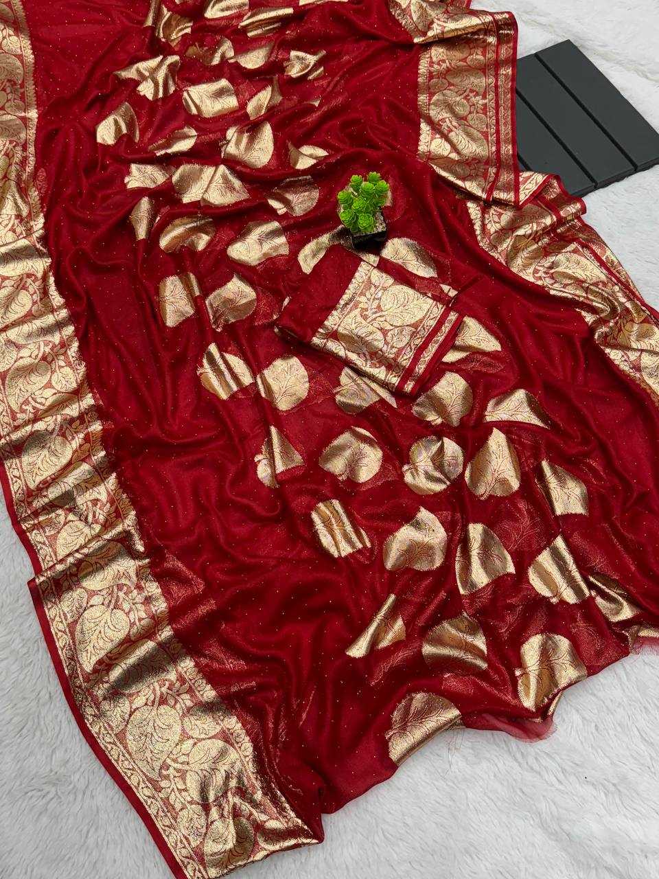 Viscose Kesh163 35 Sarees  Zari Border Viscose Red Teej Karwa Chauth Sarees