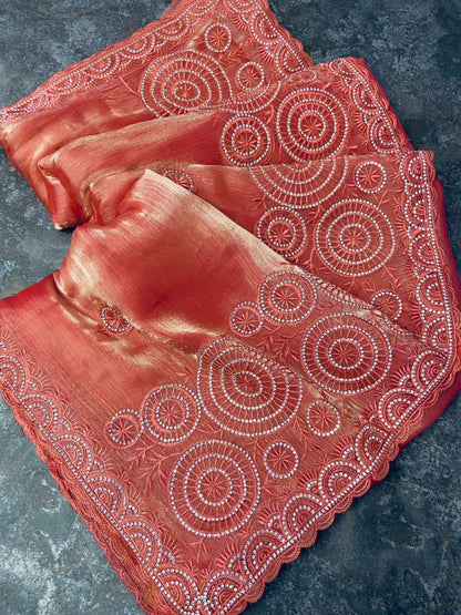 Viscose Rbc 16 Sarees  Party Wear Embroidered Cutwork Sarees