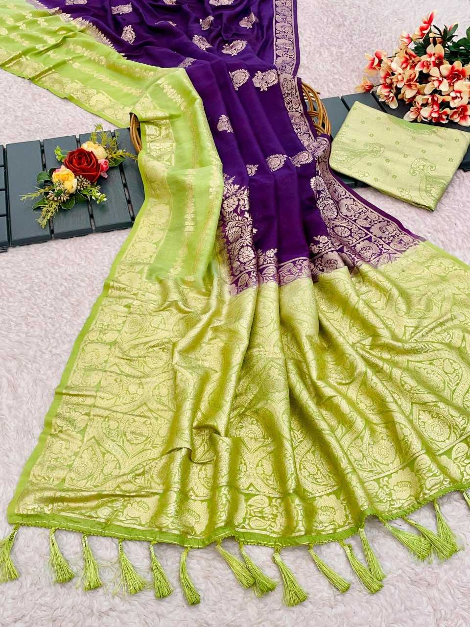 Viscose Rin186 Rvv28 Sarees  Work Zari Border Viscose Durga Pooja Karwa Chauth Sarees