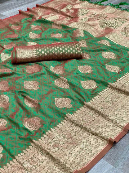 Zari Silk Kesh162 Vrt55 Silk Sarees  Soft Silk Traditional Silk Pure Zari Silk Festival Silk Pure Silk Sarees With Gold Borders Green Silk Sarees