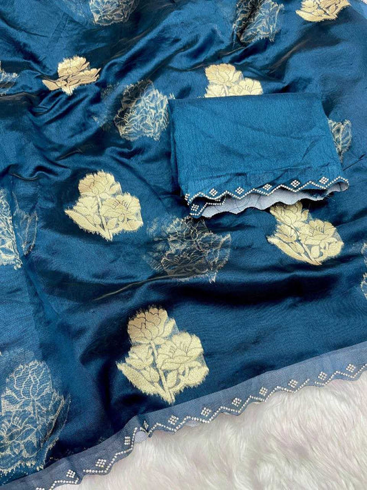 Zari Silk Rin143 432 Sarees  Fancy Butta Cutwork Zari Border Sarees