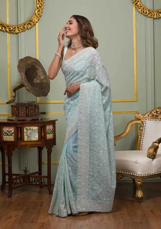 Georgette Rin164 Rrs86 Sarees  Party Wear Georgette Sequence Gota Paati Work Sarees