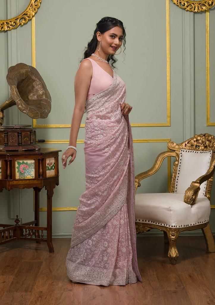 Georgette Rin164 Rrs86 Sarees  Party Wear Georgette Sequence Gota Paati Work Sarees